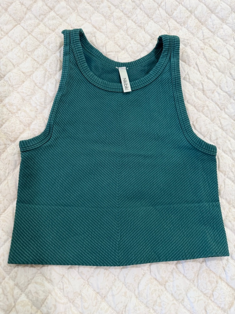 naked wardrobe Teal Ribbed Tank Crop